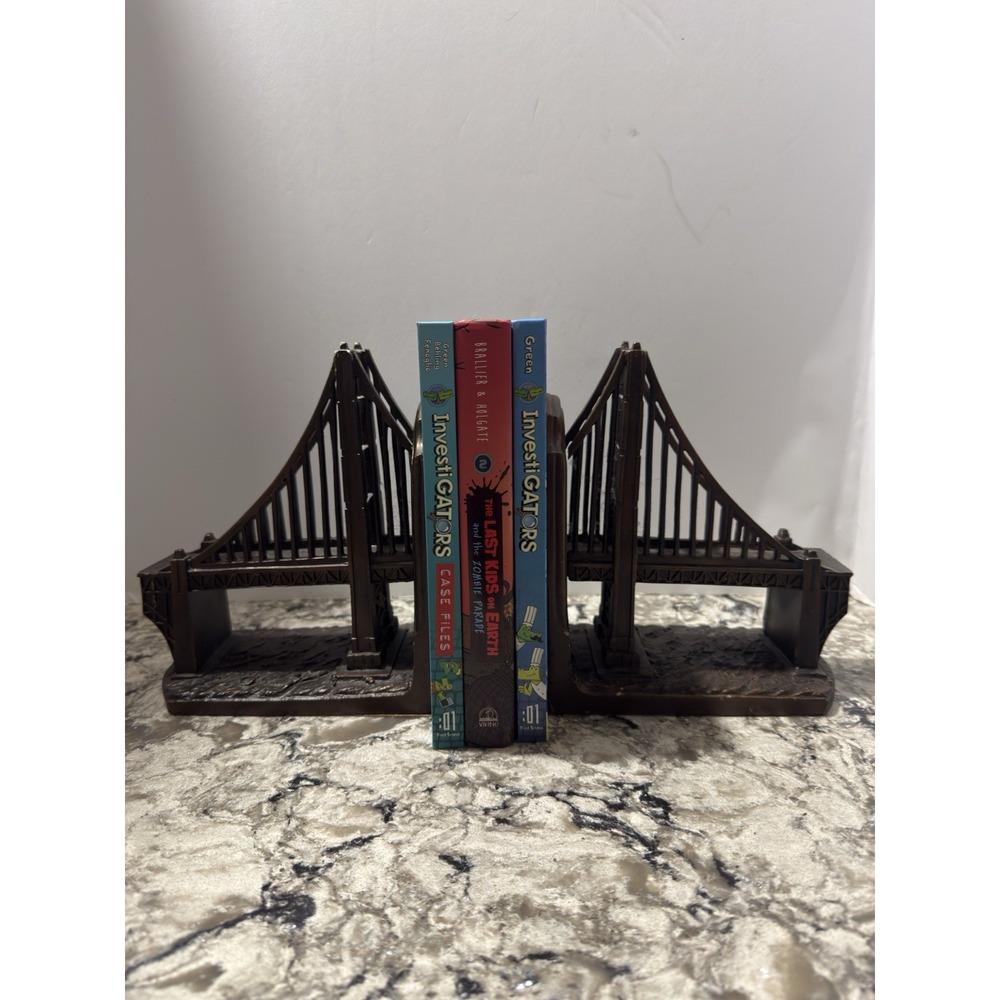Vintage San Francisco GOLDEN GATE Bridge Historical Wonders Bookends TMS